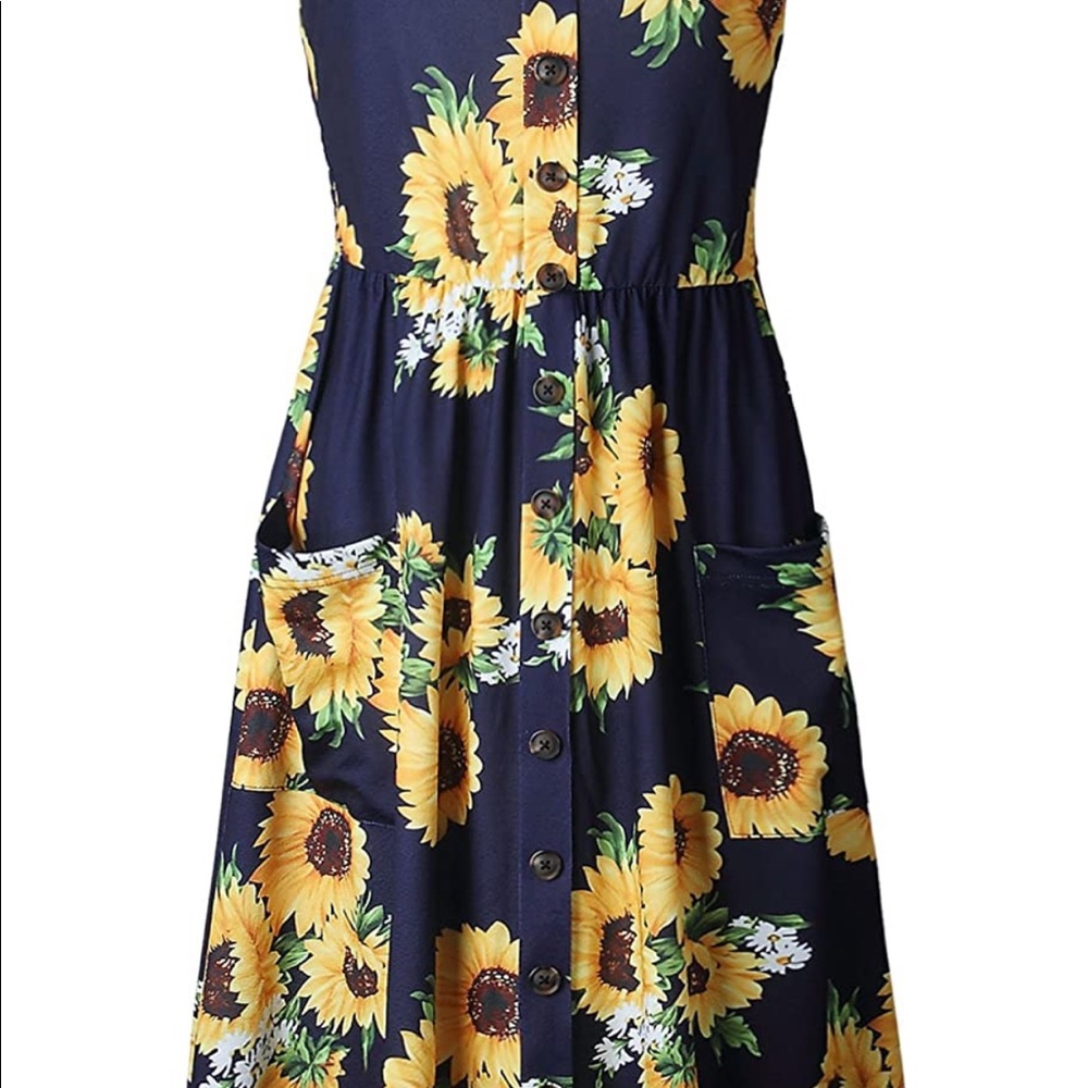 Women's Dresses-Summer Floral Bohemian Dress - Picture 5 of 8